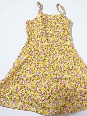 No Comment Girls 7/8 Pink Yellow Floral Fit & Flare Dress